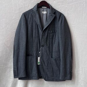 Men’s Size M/L Angelo Nardelli Gray Herringbone Blazer Elbow Patch Made in Italy